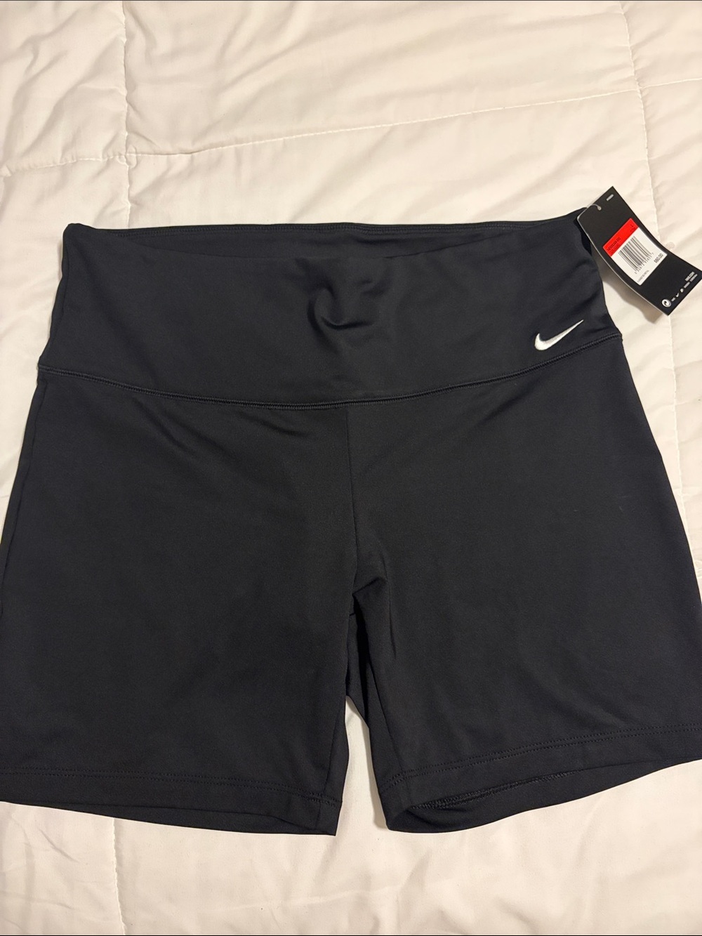 Nike Black High-Waist Bike Shorts with White Swoosh